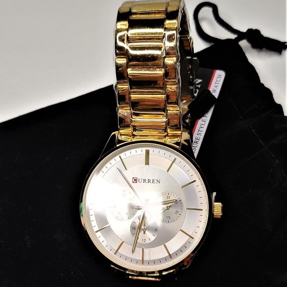 NWT CURREN MENS GOLDTONE WATCH - Picture 10 of 11